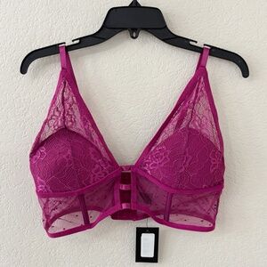 NWT Fredericks Of Hollywood Corset Bra Lace Dark Pink Size XL
